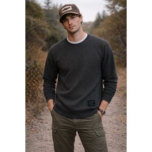 Howler Bros Black Textured Pullover Sweatshirt Sweater Top  Mens Size Medium